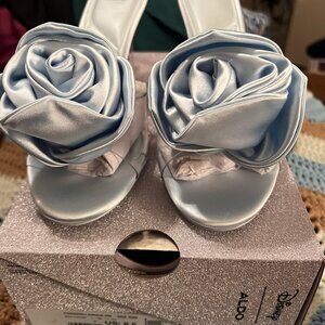 Aldo x Disney Blue Rose Satin Mules